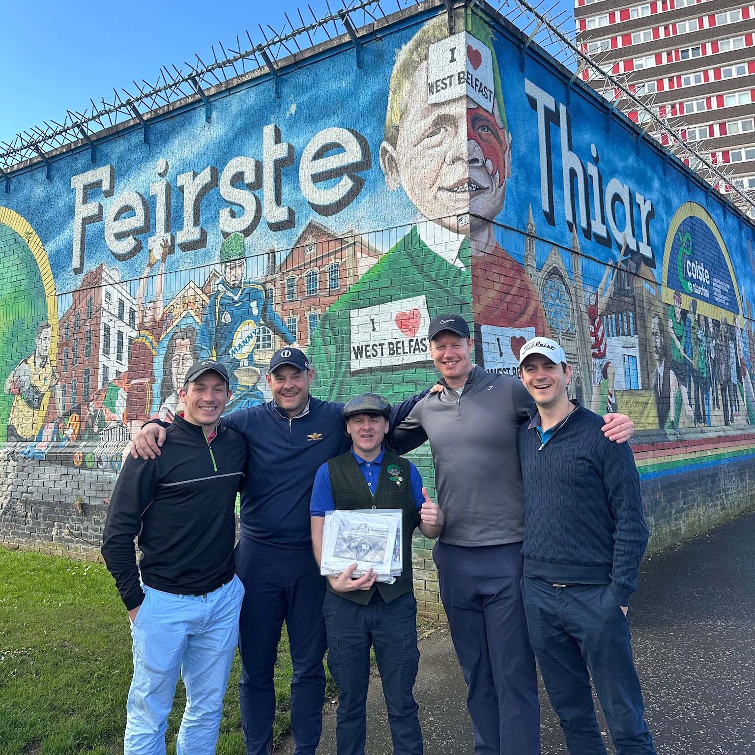 Golfers at West Belfast mural